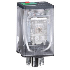 Schneider Electric RUMC22F7 Square D 120 VAC 10 Amp 2CO Din Rail/Panel Mount Plug-In Relay