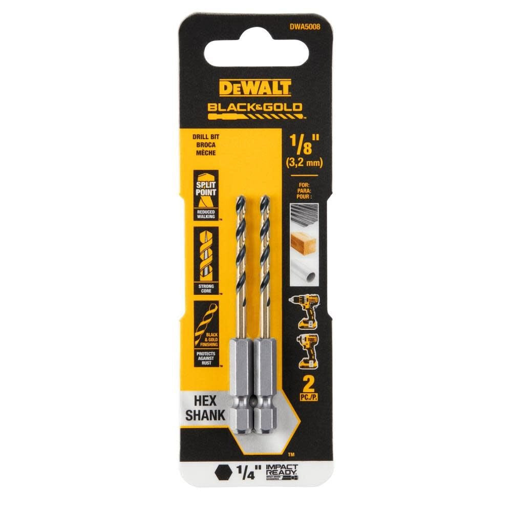 DEWALT Dewalt Accessories DWA5008 Drill Bit 1/8 Inch 2-piece 5-pack