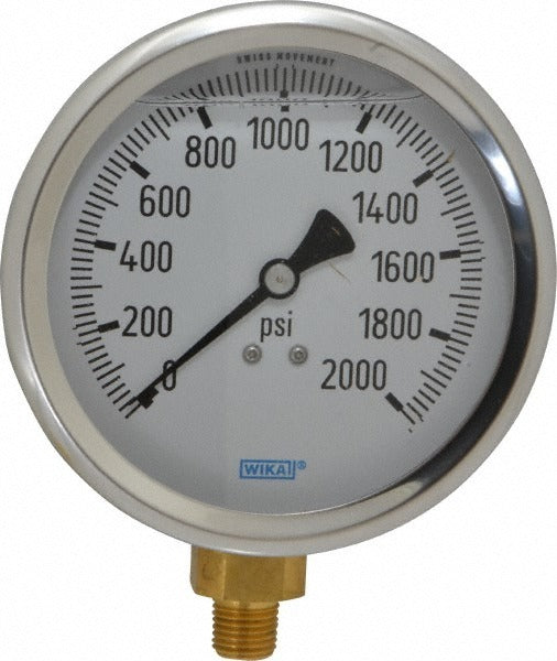 WIKA Wika 52910078 Pressure Gauge 0-2000 Psi 4 in Dial Npt