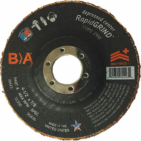 BULLARD Bullard 30423 Type 29 Grinding Wheel 4.5in 36 Grit