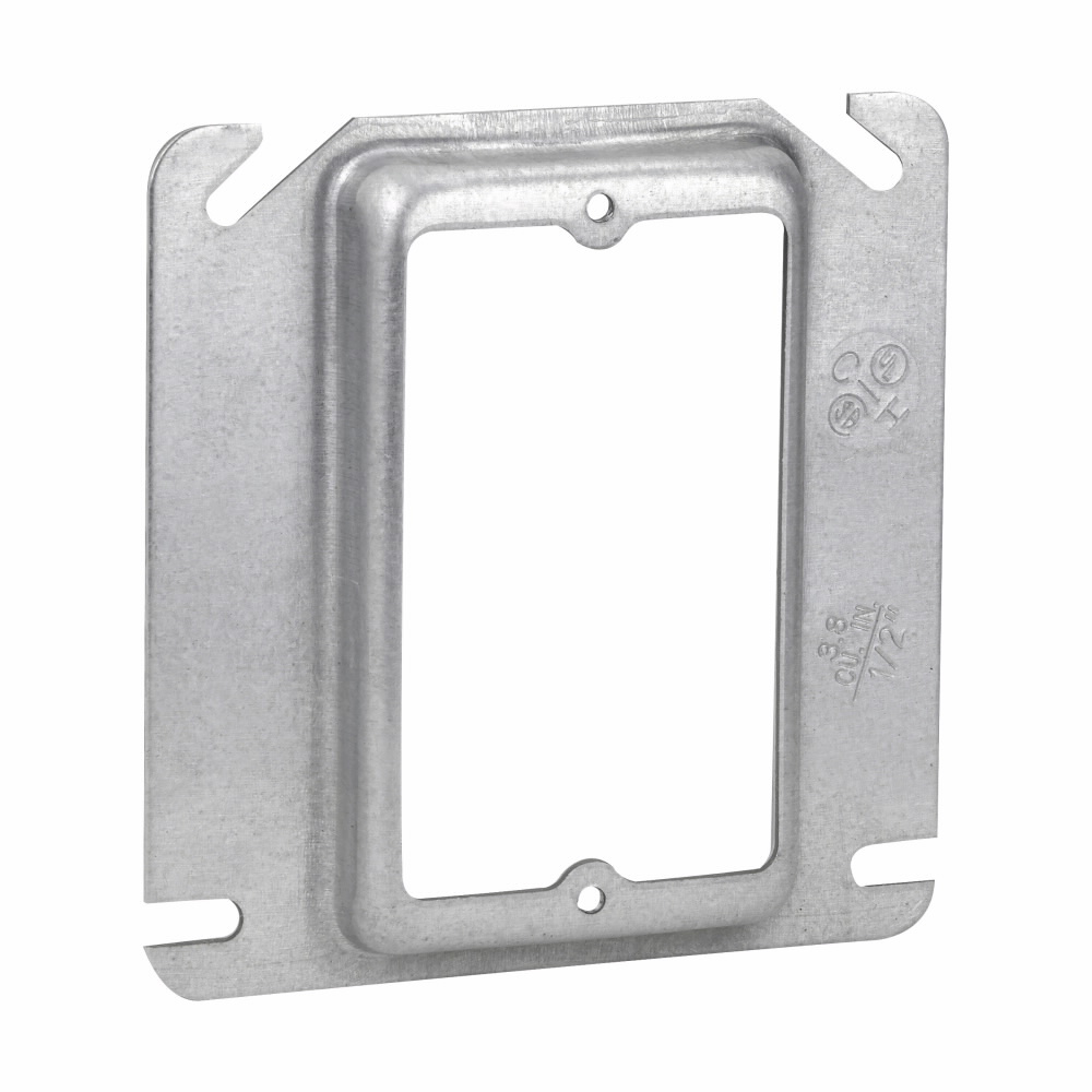 Crouse-Hinds TP482 1/4 Raised Steel 1-Device Square Outlet Box Mud Ring