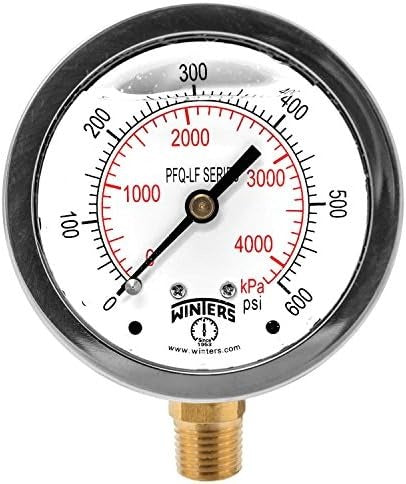 WINTERS Winters PFQ808LF Pressure Gauge 2-1/2 in Dial (0 to 600 psi)