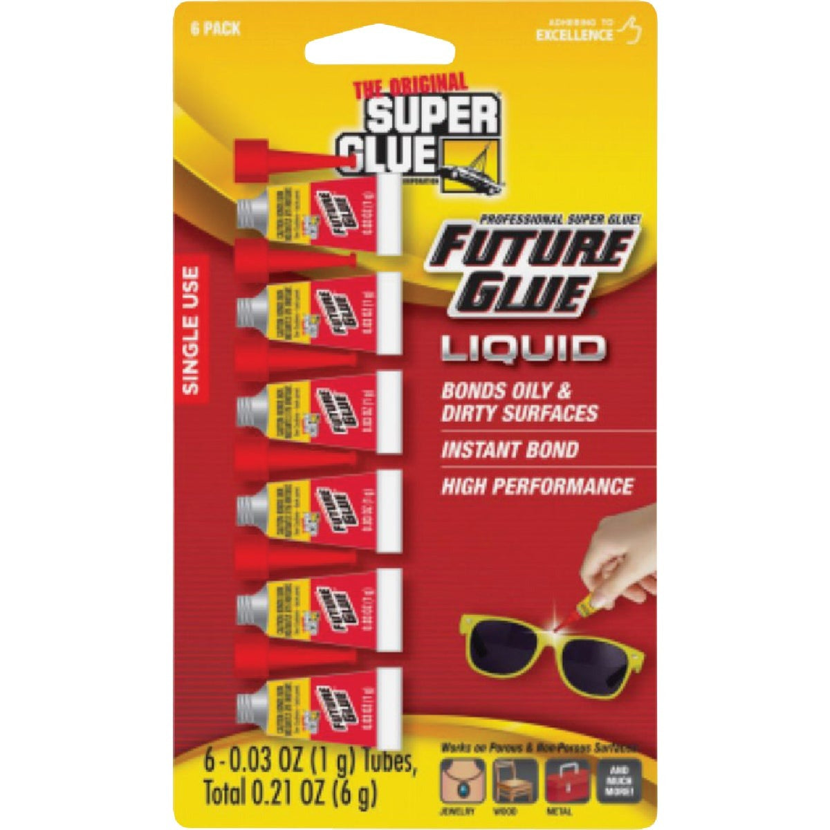 THE ORIGINAL SUPER GLUE Future Glue 11710008 Super Glue Liquid 1g 6 Pack