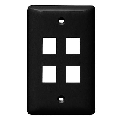 HUBBELL Hubbell Premise Wiring NSP14BK Wall Plate 1-gang 4-port