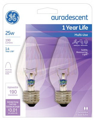 GE G E Lighting 75340 Flame Shaped Auradescent Bulb 25W