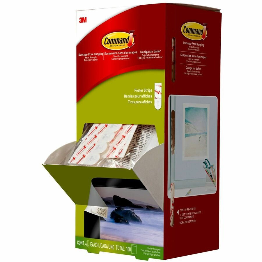 3M 3M MMM17024CABPK Command poster strips holds up to 1 lb per pair (0.63 x 1.75, 4/Pack) 17024CABPK
