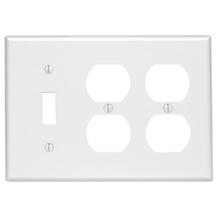 Leviton 88047 3-Gang Smooth White Thermoset Device Mount Standard Combination Wallplate