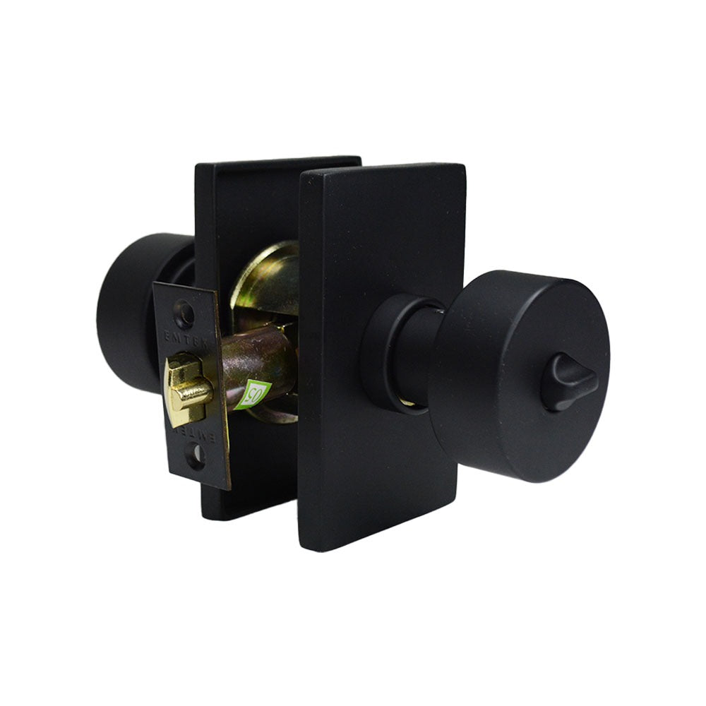 EMTEK Emtek 5123ROUUS19 Round Knob Keyed Entry Flat Black