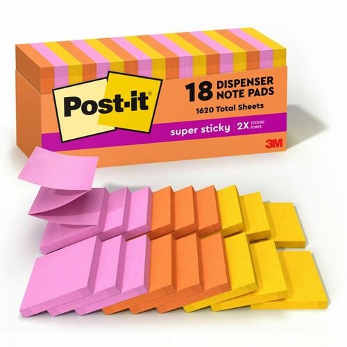 3M 3M MMMR33018SSAUCP Super Sticky Pop-up Notes 18-pack