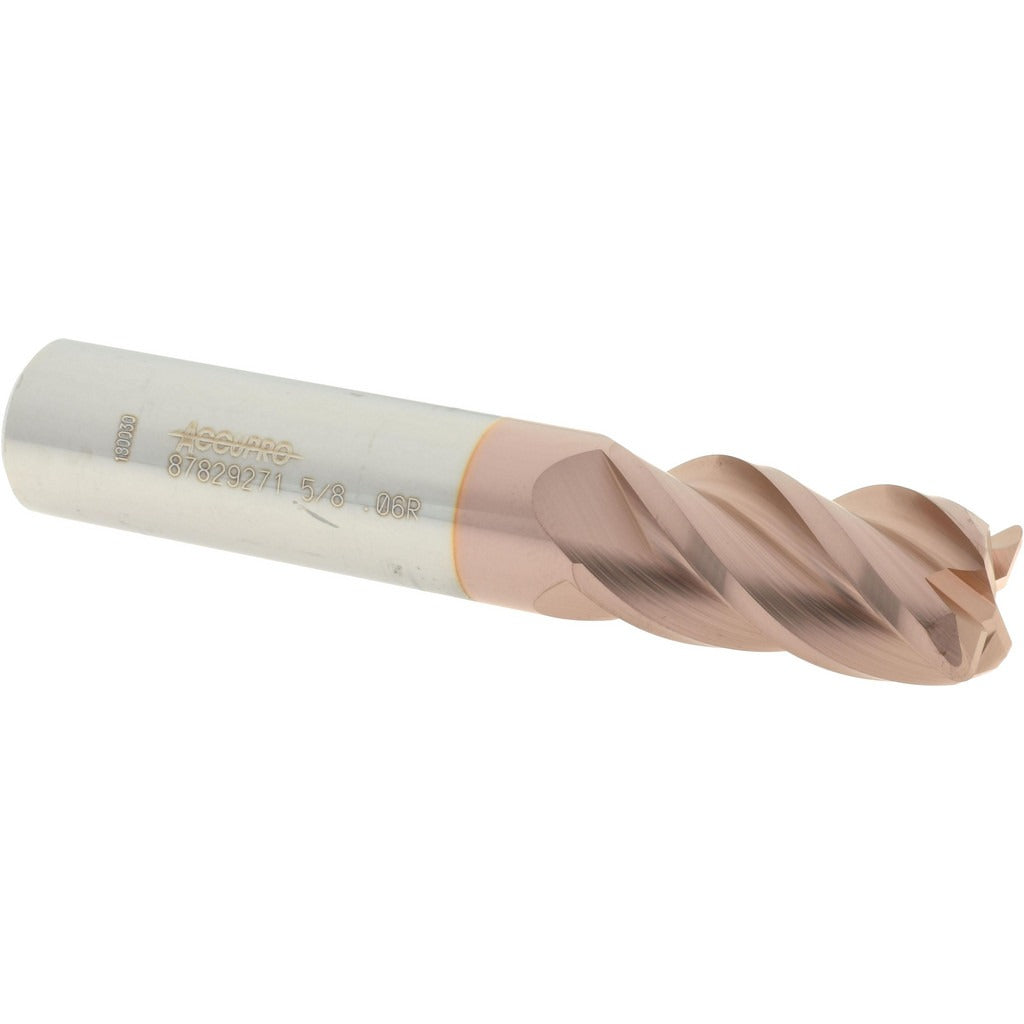 ACCUPRO Accupro 12182635 Corner Radius End Mill 5/8 in 4 Flute Ticn