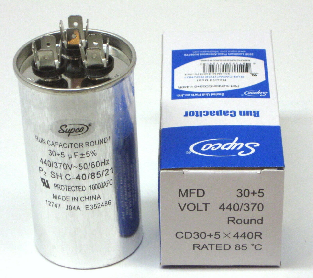SUPCO Supco CD30+5X440 Dual motor run capacitor 30 + 5 Mfd x 440 V (Oval)