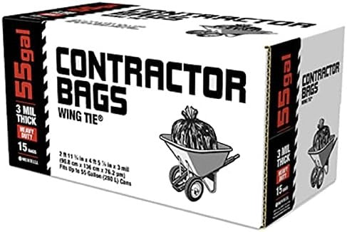 BERRY GLOBAL Berry Global 1628318 Contractor Trash Bags 55 Gallon (15 Pack)