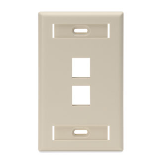 Leviton 42080-2IS QuickPort Wall Plate with ID Window, 2-Port, Ivory