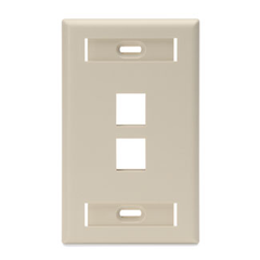 Leviton 42080-2IS QuickPort Wall Plate with ID Window, 2-Port, Ivory