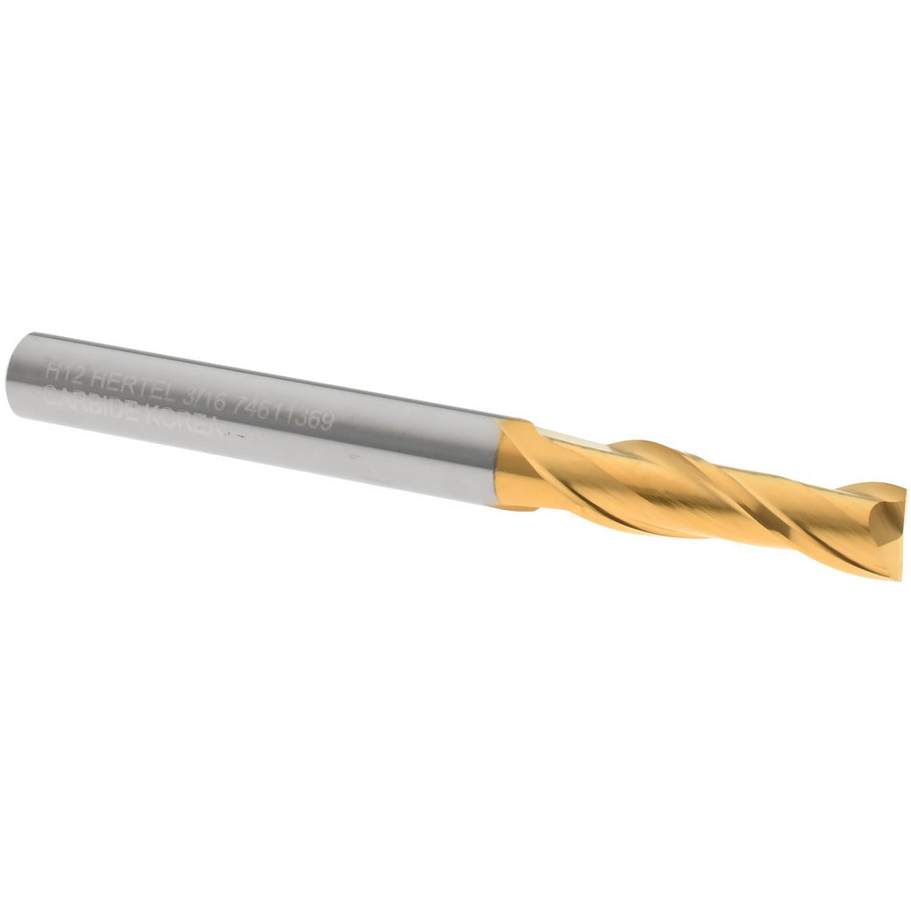 HERTEL Hertel 750342 Square End Mill 3/16 in 2 Flute Carbide Tin