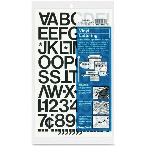 CHARTPAK Chartpak CHA01030 Vinyl Letters Numbers 1 Inch Black 88 Pack