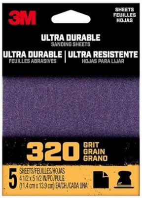 3M 3M Company 1/4SHT5PK320 Quarter Sheet Sandpaper 320 Grit