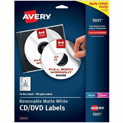 AVERY Avery AVE5931 Removable Cd Labels Matte White 50 Pack