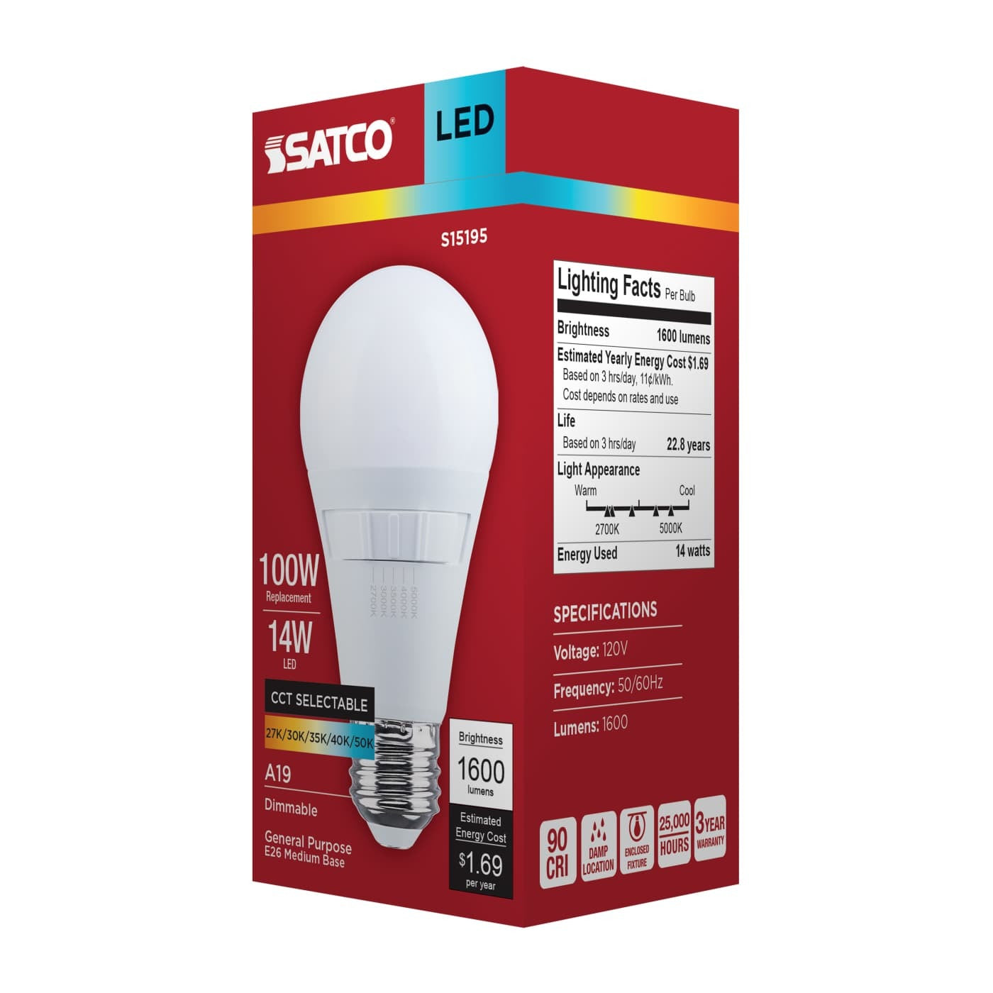 SATCO Satco S15195 A19 Led 14W (220 degree) S15195