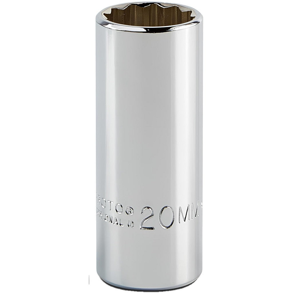 PROTO Proto J5020M Deep Hand Socket 20 Mm 12-point 3/8 Drive