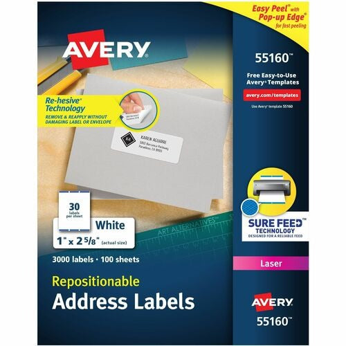 AVERY Avery AVE55160 White Laser Address Labels 3000 Pack