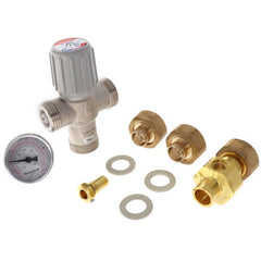 Resideo AM100-USTG-1LF 1/2 Lead Free Union Sweat Mixing Valve w/ Temperature Gauge (70-145F)