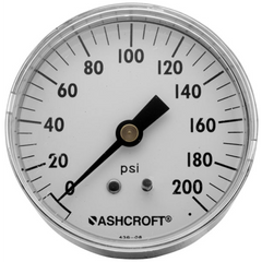 Ashcroft 25W1005H02B200 Dry Pressure Gauge 200 PSI 2-1/2 IN