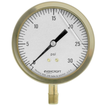 Ashcroft 251009SWL02L30 Duralife Pressure Gauge 0-30 psi