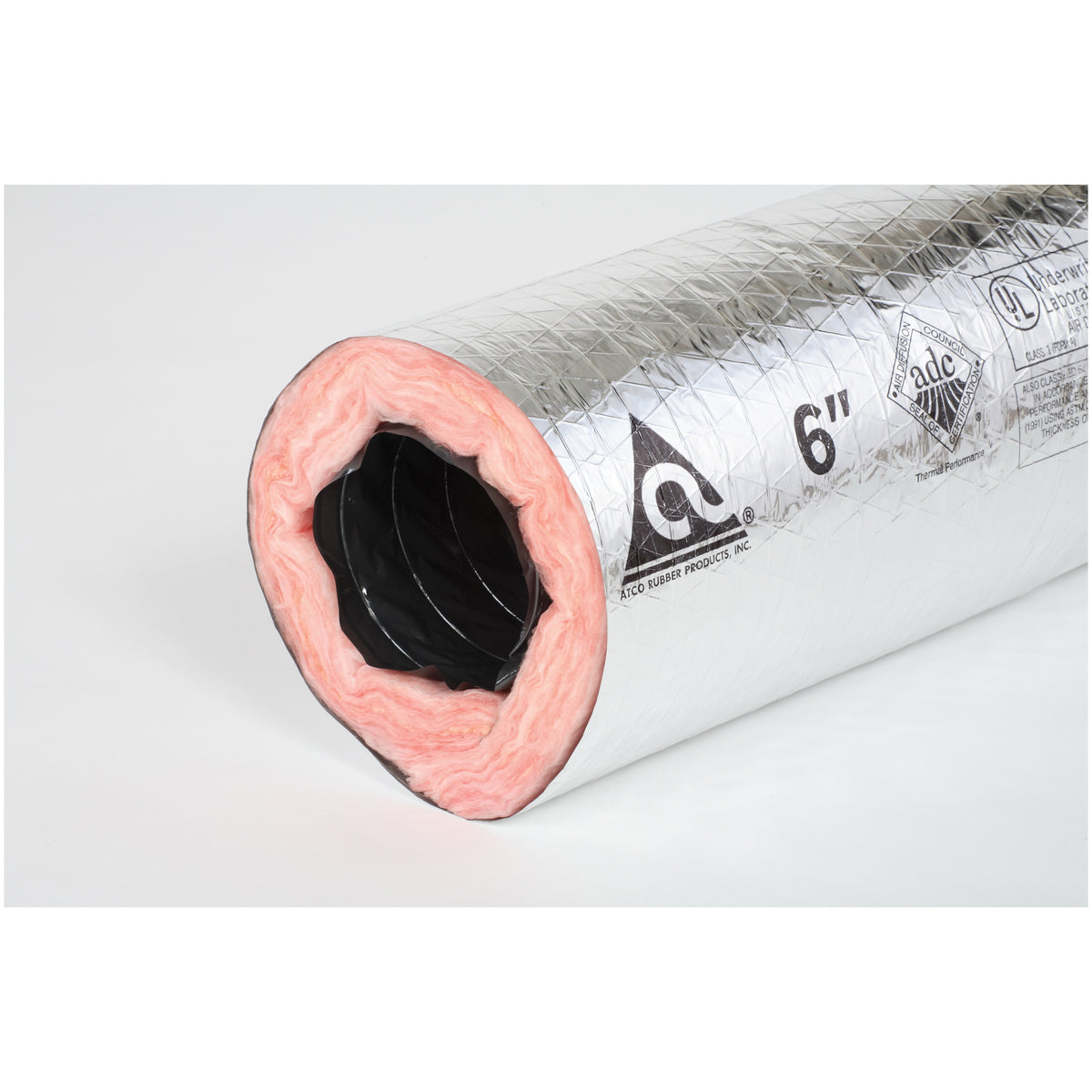 Atco 13102406 Insulated Flexible Air Duct 6 In ID x 25 Ft L R8 Insulation