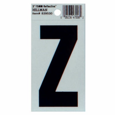 HILLMAN Hillman Fasteners 839530 Adhesive Letter Z 3 in Black Silver