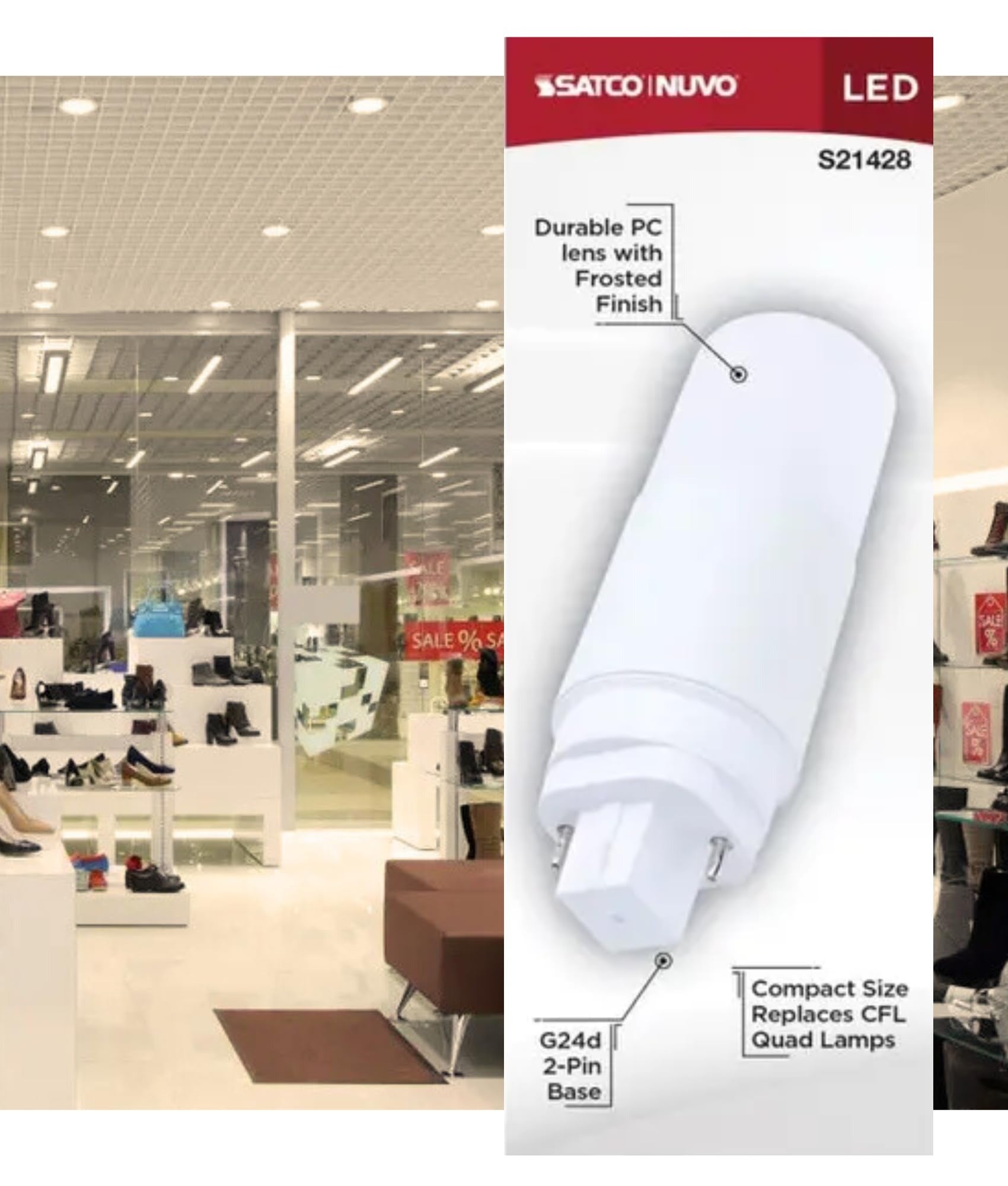 SATCO Satco S21428 7W Led Pl G24d Dual Mode 4000K 2 Pack
