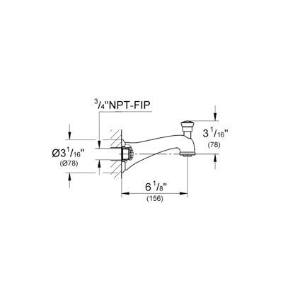 GROHE Grohe 13603EN0 Diverter Tub Spout 6 inches (13603EN0)