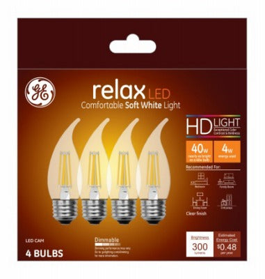 GE G E Lighting 45660 Led Candle Bulb 4W 2700K 4 Pack