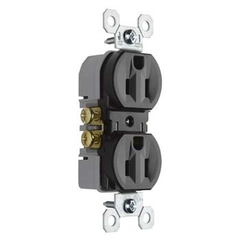 Pass & Seymour 3232 Straight Blade Receptacle, 125 VAC, 15 Amp, Duplex Grounding