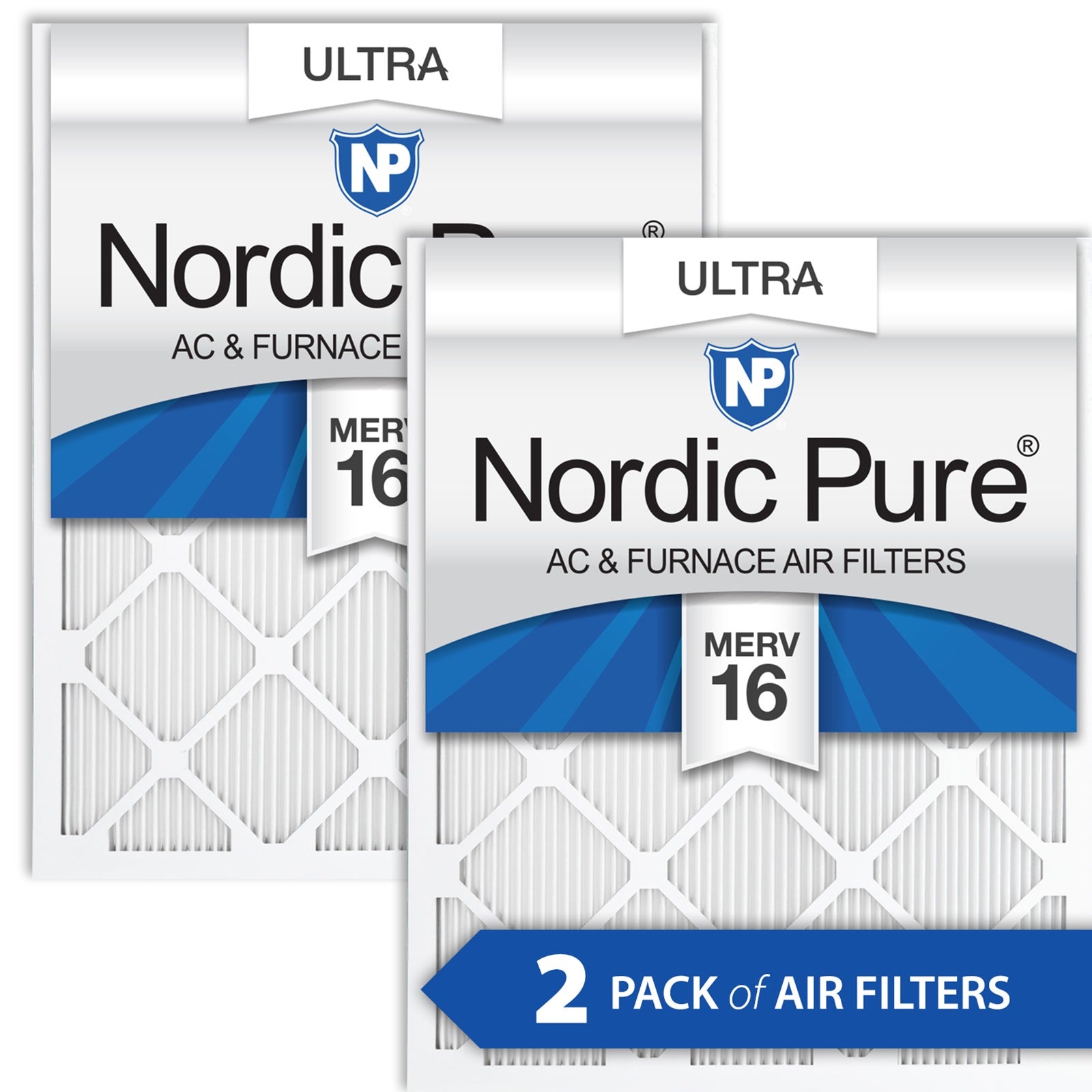 NORDIC PURE Nordic Pure 14x25x1M16-2 Merv 16 Pleated Filter 2-pack