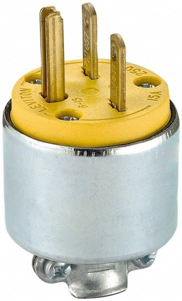 LEVITON Leviton 615PA Straight Blade Plug 15A 250V 2P 3W Yellow