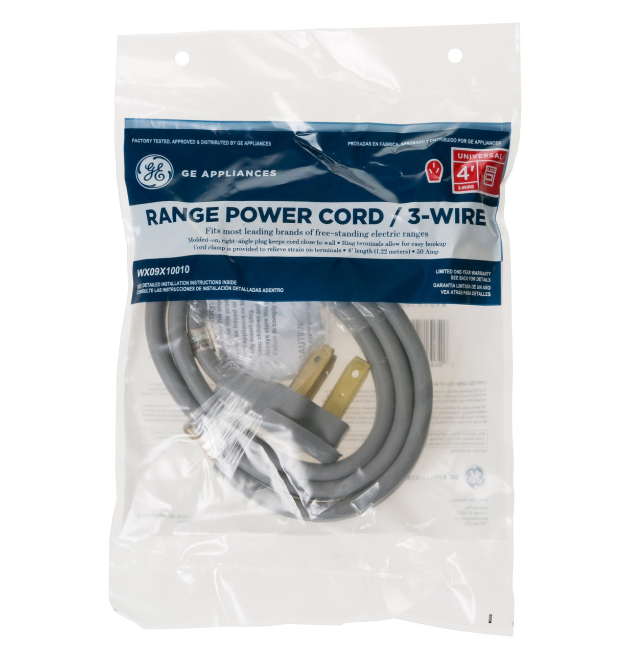 GE APPLIANCES Ge Appliances WX09X10010 4 feet and 50 Amp 3-Wire Range Cord (4 ft) TJ5604