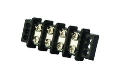 NSI Industries TB3096-4 600 Volt 30 Amp #8 Stud Black Glass Filled Polyester 4-Circuit Double Row Terminal Block