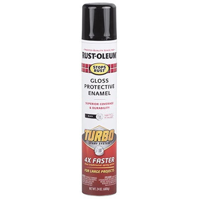 RUST-OLEUM Rust-oleum 334128 Stops Rust Gloss Black Turbo Spray 24 Oz