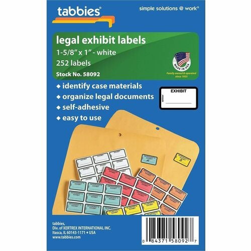 TABBIES Tabbies TAB58092 Legal Exhibit Labels 1-5/8x1 in 252 Pack
