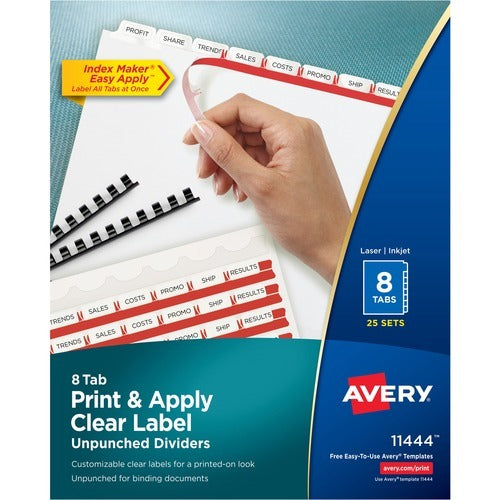 AVERY Avery AVE11444 Index Dividers 8-tab 11x8.5 in Box of 25