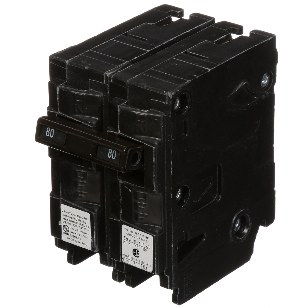 Siemens Q280H 120 and 240 Volt 80 Amp 22 kaic 2-Pole Type QPH Circuit Breaker