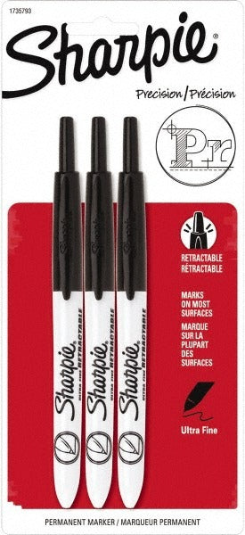 SHARPIE Sharpie 1735793 Permanent Marker Black Ultra Fine 3 Pack