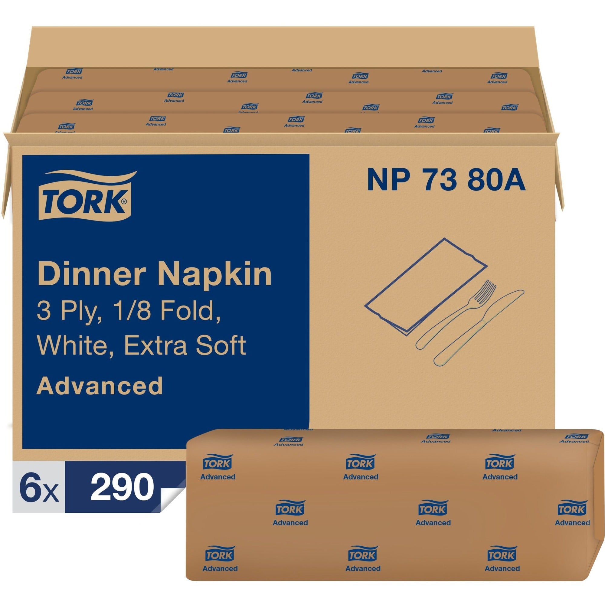 TORK Tork TRKNP7380A Advanced Dinner Napkins 3-Ply (17 x 16.13 / 6 Packs of 290) NP7380A