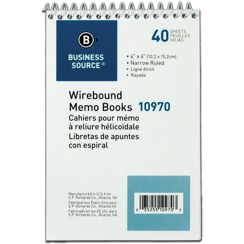 BUSINESS SOURCE Business Source BSN10970 Wirebound Memo Book 4x6 Dozen