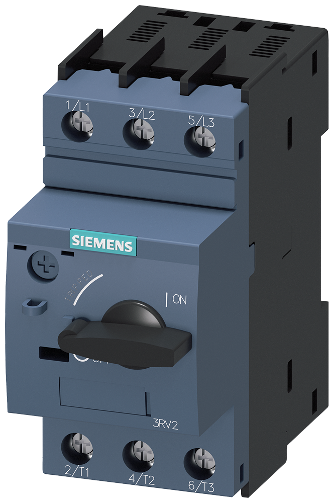 Siemens 3RV20210KA10 Type 3RV2 Motor Protection Circuit Breaker, 690 VAC, 0.9 to 1.25 A, 100 kA Interrupt, 3 Poles, Class 10 Magnetic Trip