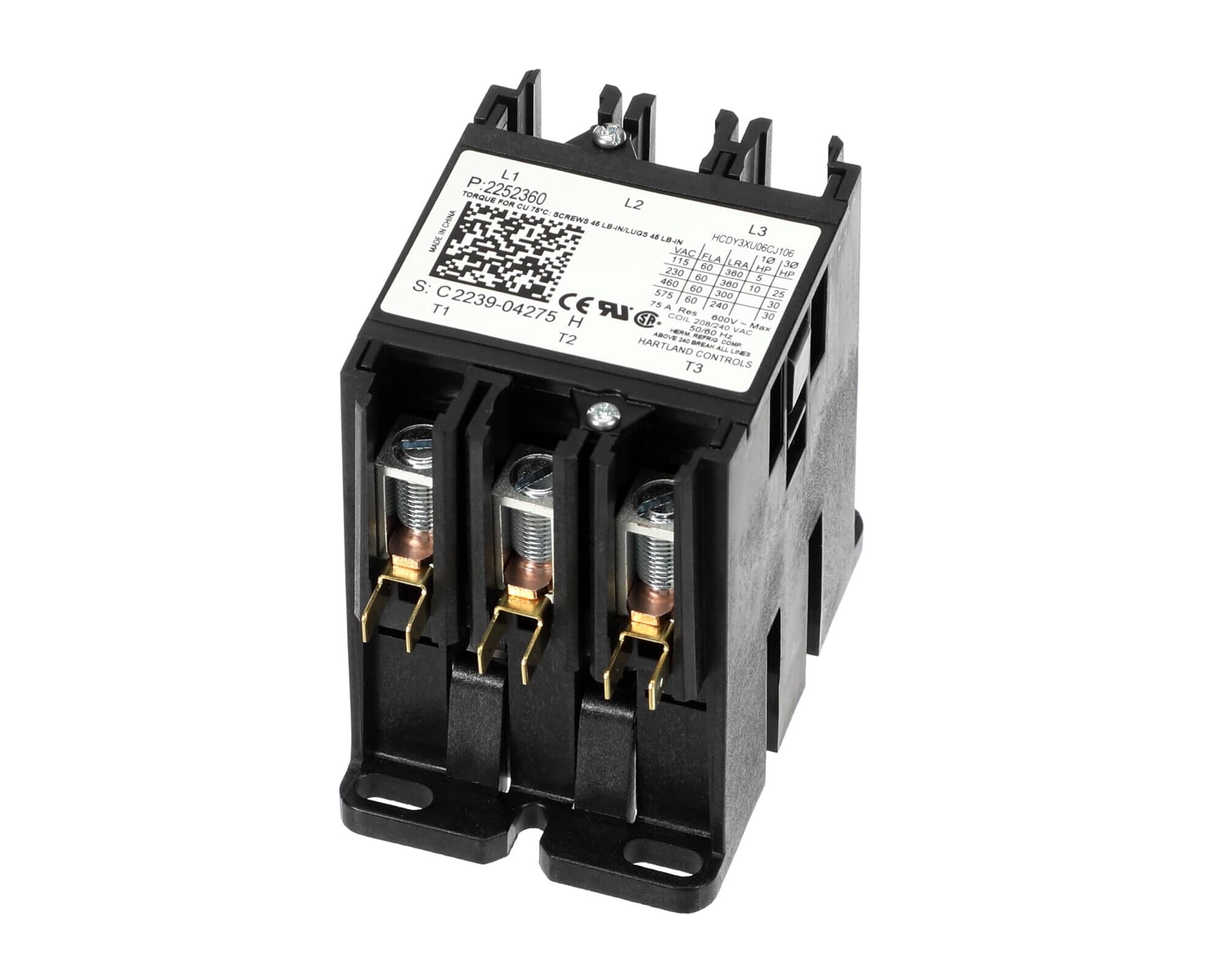 HEATCRAFT Heatcraft 2252360 Contactor Open 60 Amp 3 Pole 208-240V HEA2252360