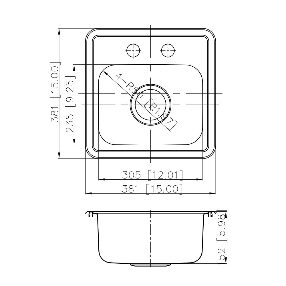 DAKOTA Dakota Plumbing Products GSR-20-TM1515-1ADA Bar Sink