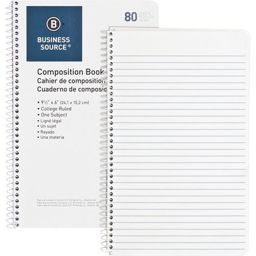 BUSINESS SOURCE Business Source BSN10966 Wirebound Notebook 80 Sheets