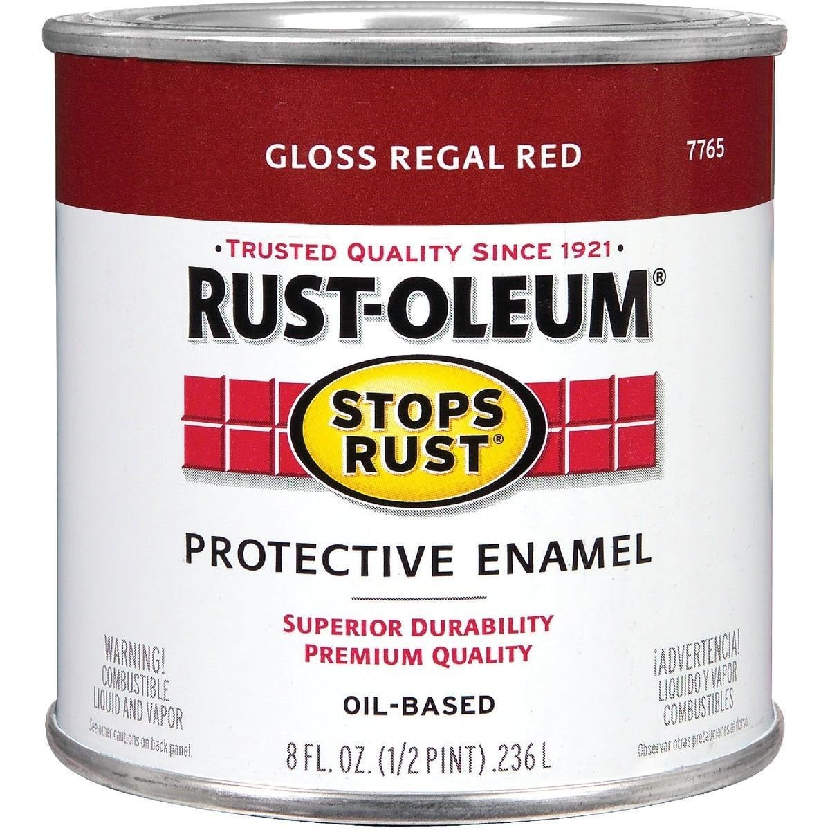 RUST-OLEUM RUST-OLEUM 7765730 Stops Rust Oil Based Gloss Protective Rust Control Enamel Regal Red 1/2 Pt